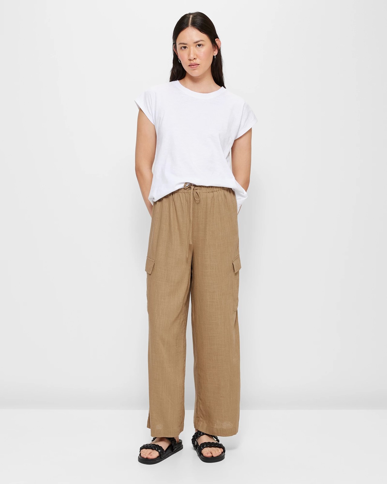 Linen Blend Wide Leg Cargo Pants | Target Australia