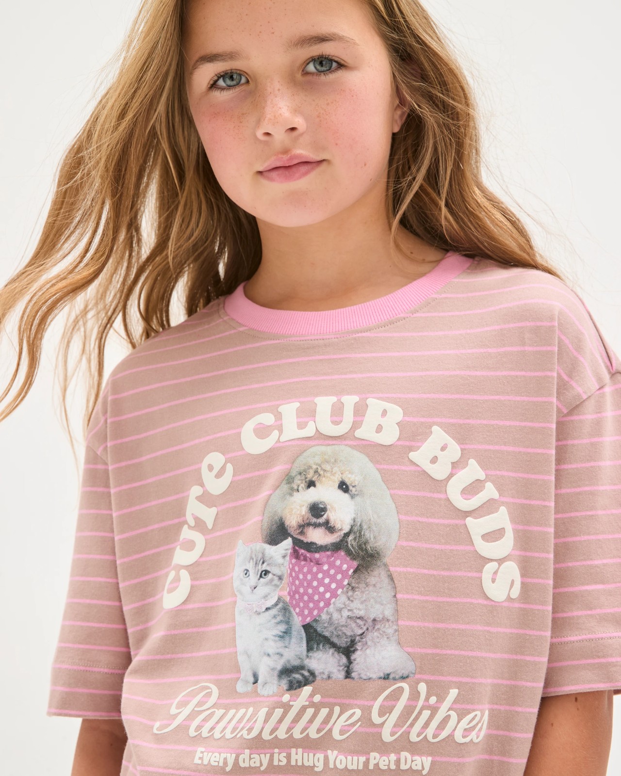 Australian Cotton Oversized T-Shirt - Pet Club Brown Stripe 4 of 6