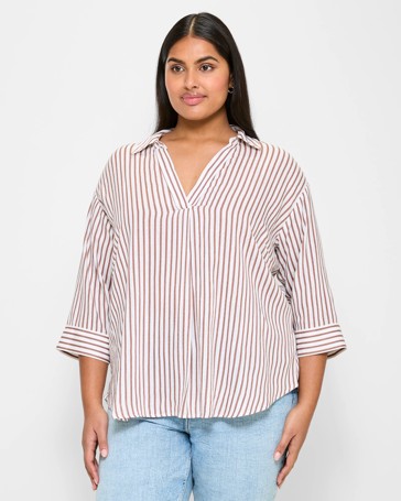 Plus Size Linen Blend Pull Over Shirt