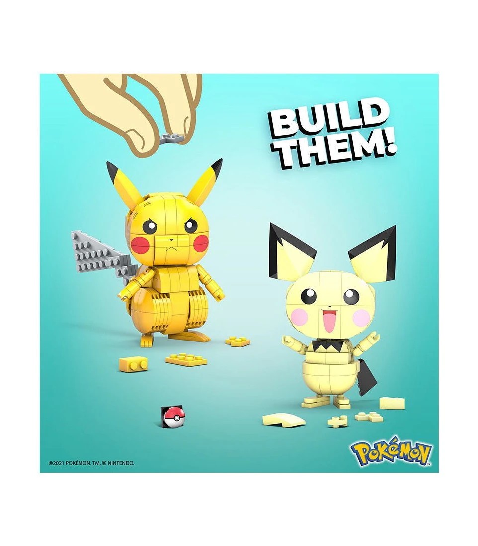 MEGA Pokemon Build & Show Pikachu Evolution Trio Construction Set, Building  Toys for Kids