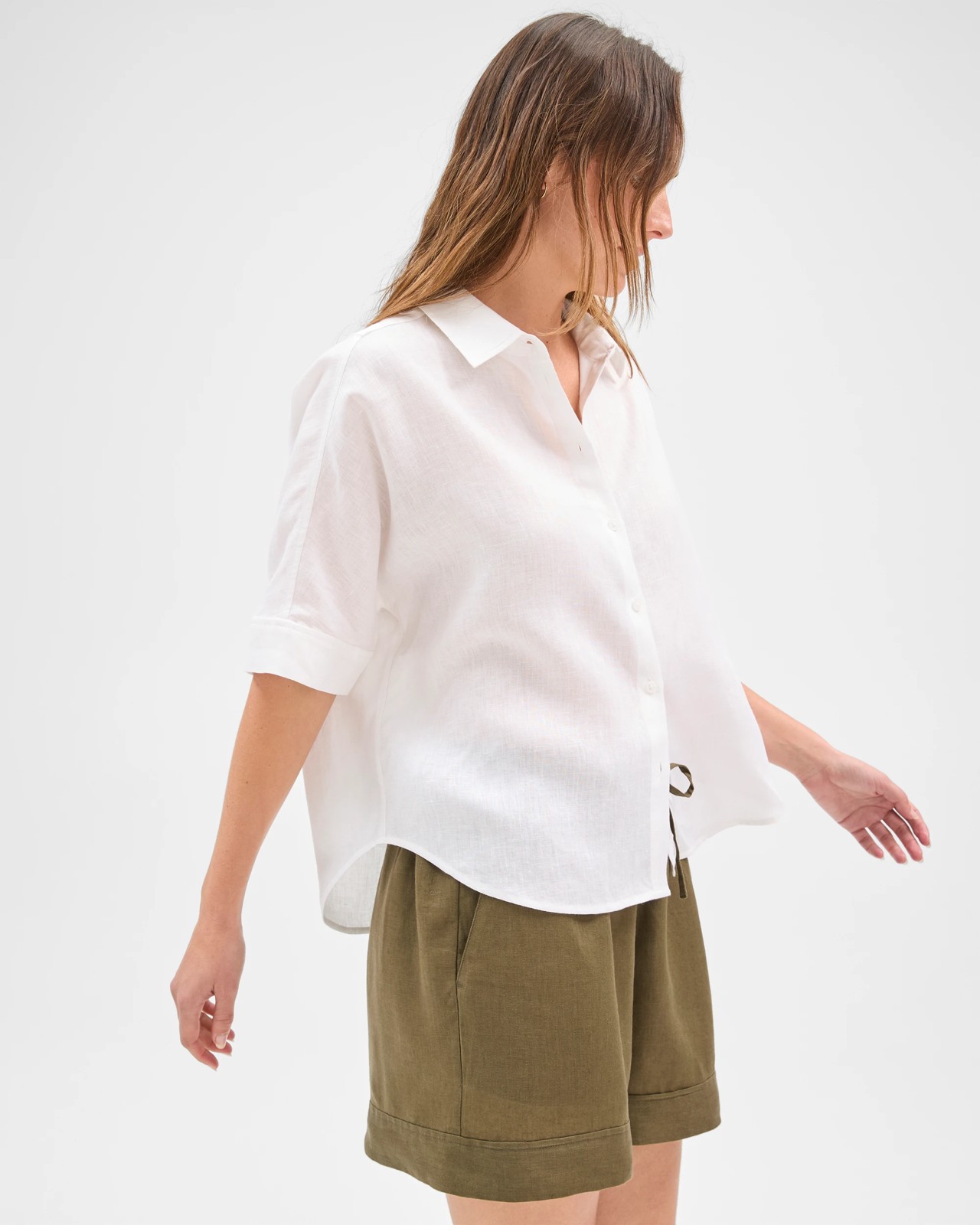 European Linen Short Sleeve Shirt - White 4 of 6