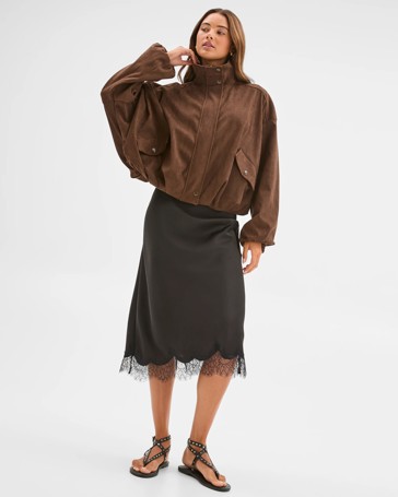 Lily Loves Faux Suede Bomber Jacket