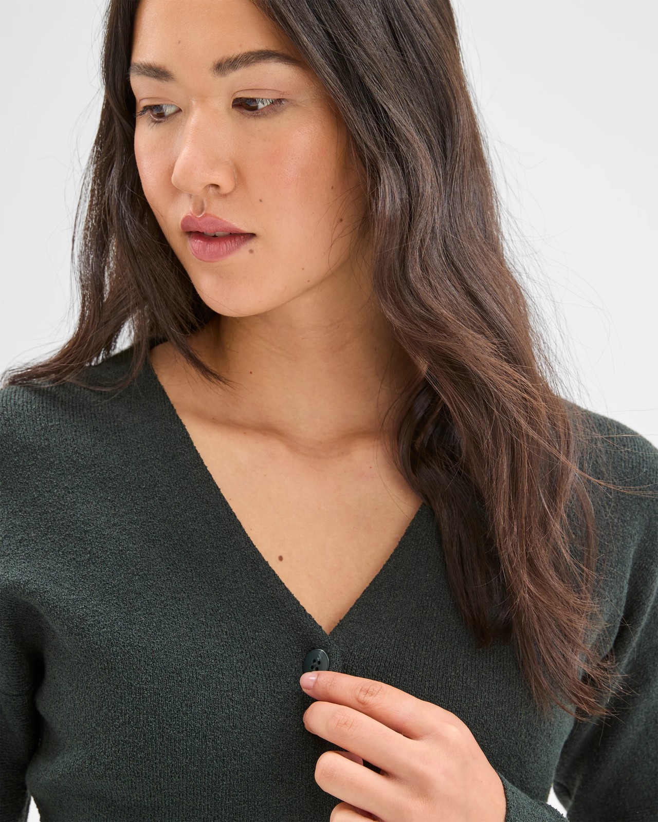 Preview Boucle Long Sleeve Cocoon  Cardigan - Mid Jade 5 of 6