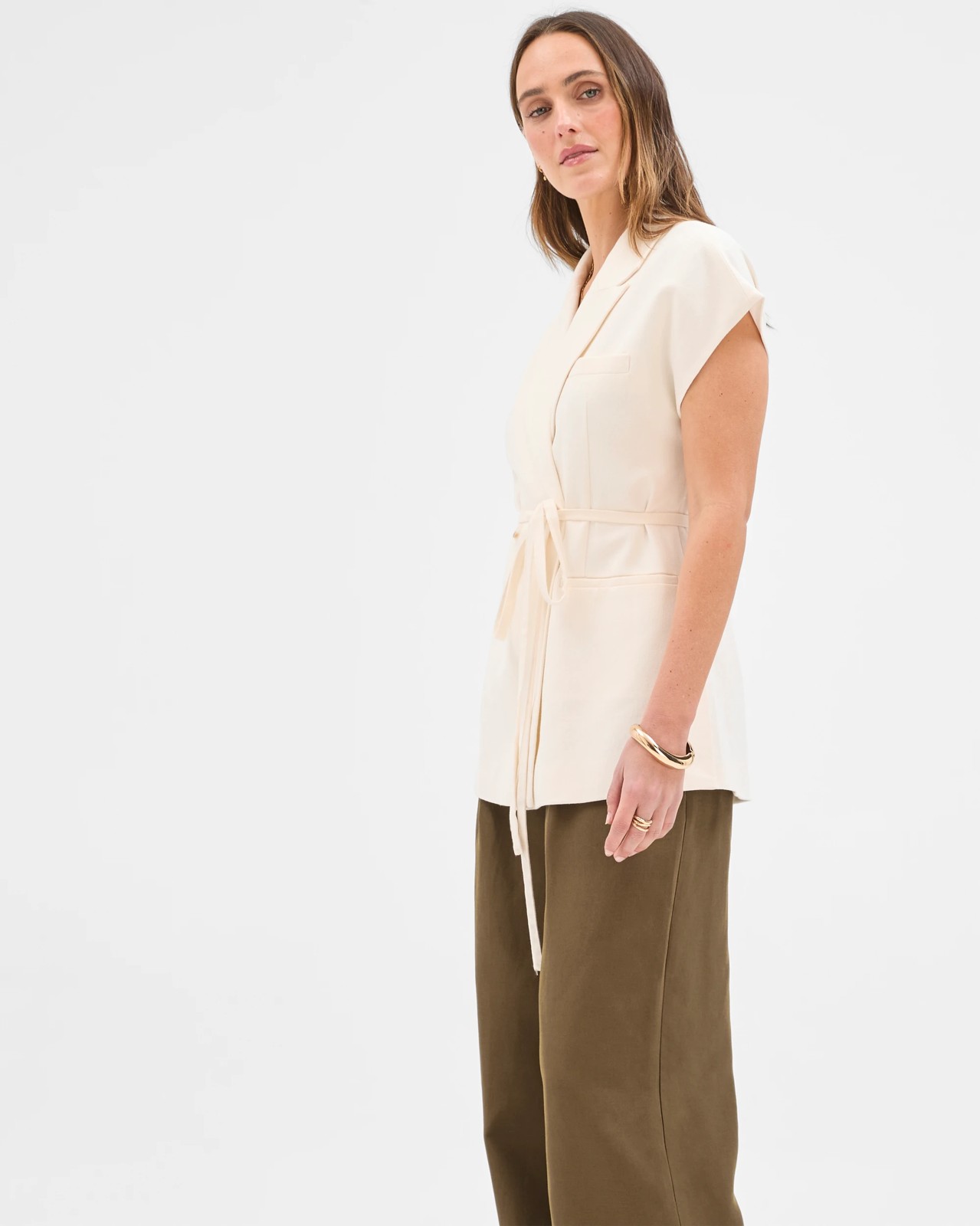 Preview Harper Tailored Ultra Wide Leg Pants - Khaki Olive 2 of 5
