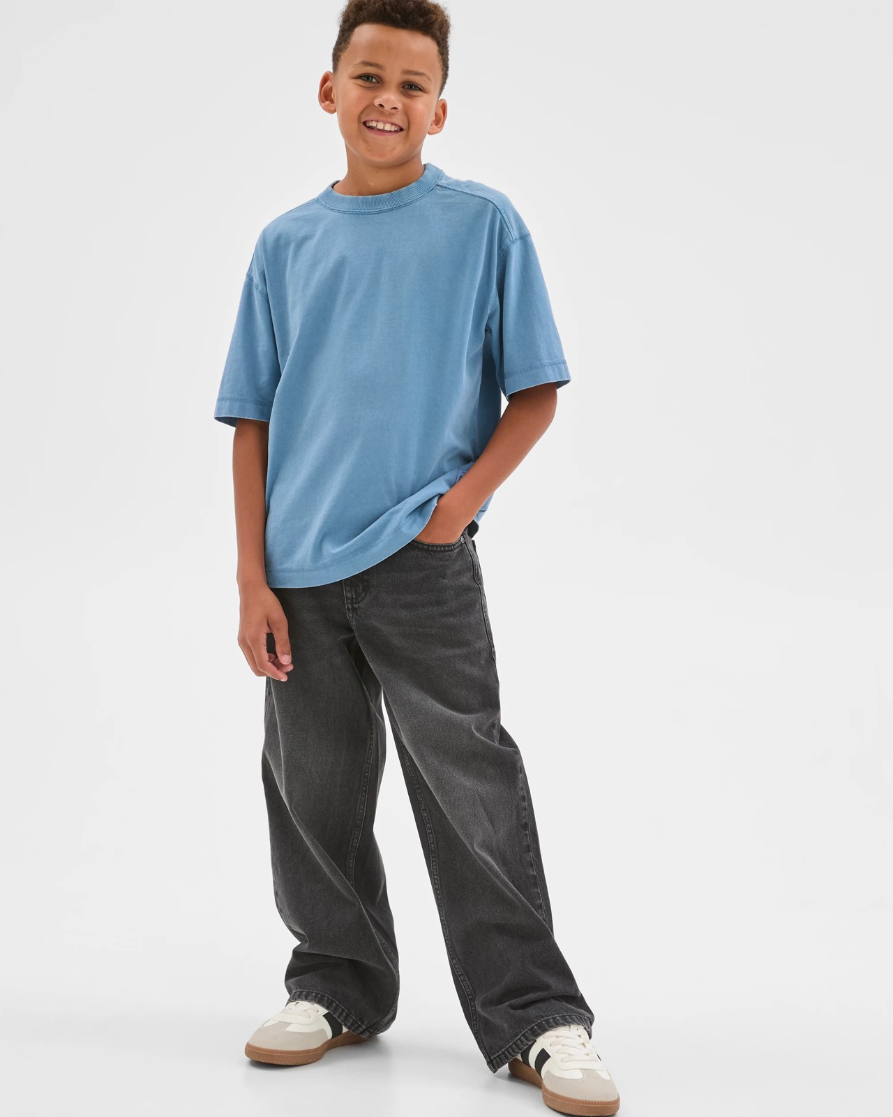 Australian Cotton Oversized Washed T-Shirt - Blue 2 of 6