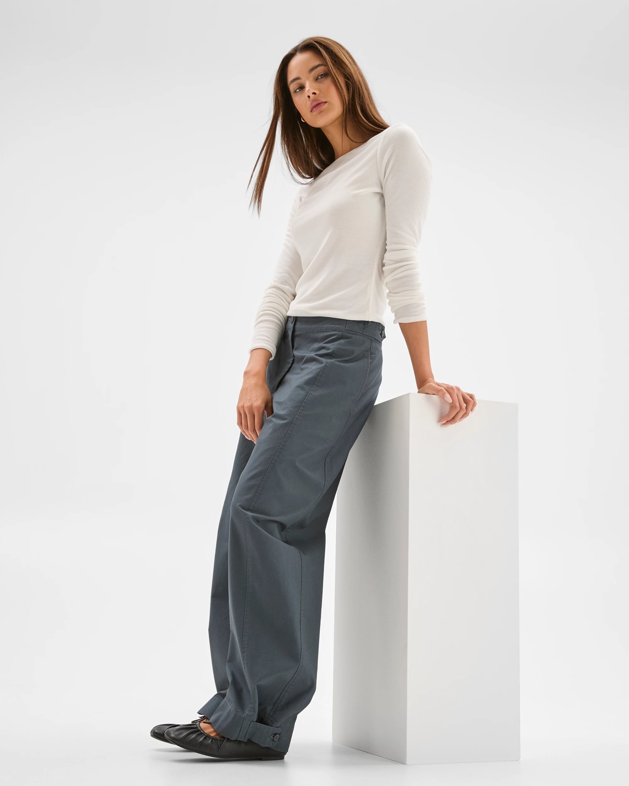 Lily Loves Australian Cotton Barrel Leg Cargo Pants  - Steel Grey 4 of 5