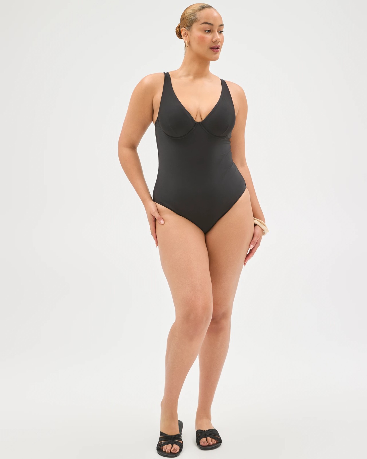 Shape Your Body V-Neck Underwire One Piece Bathers - Black 6 of 6