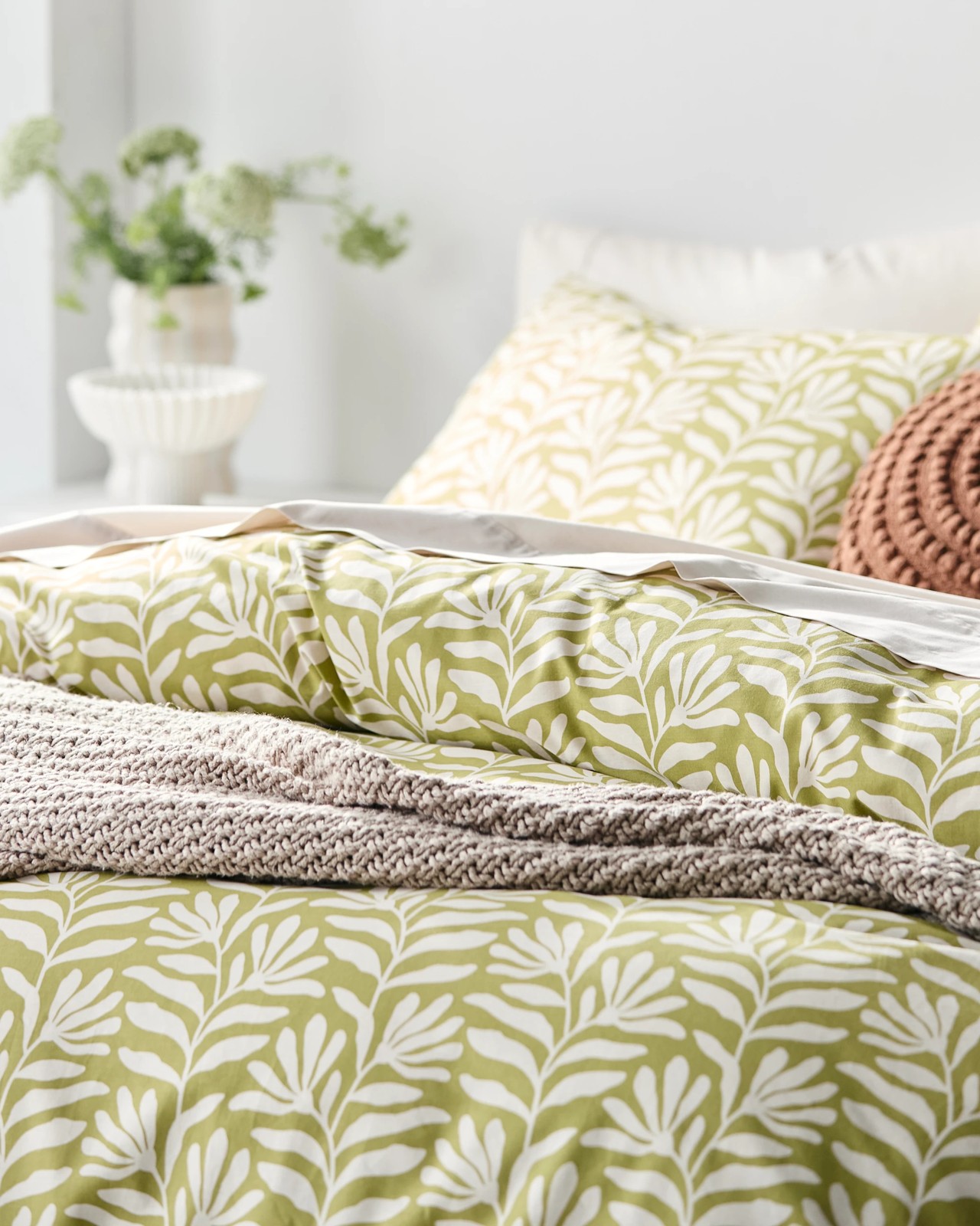 Botanical Print Australian Cotton Quilt Cover Set - GreenOlive 3 of 5
