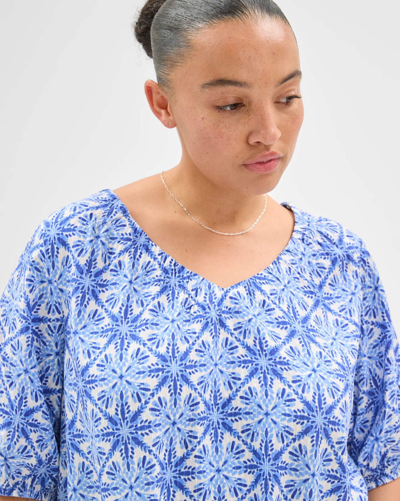 Plus Size Gathered V-Neck Blouse 5 of 5