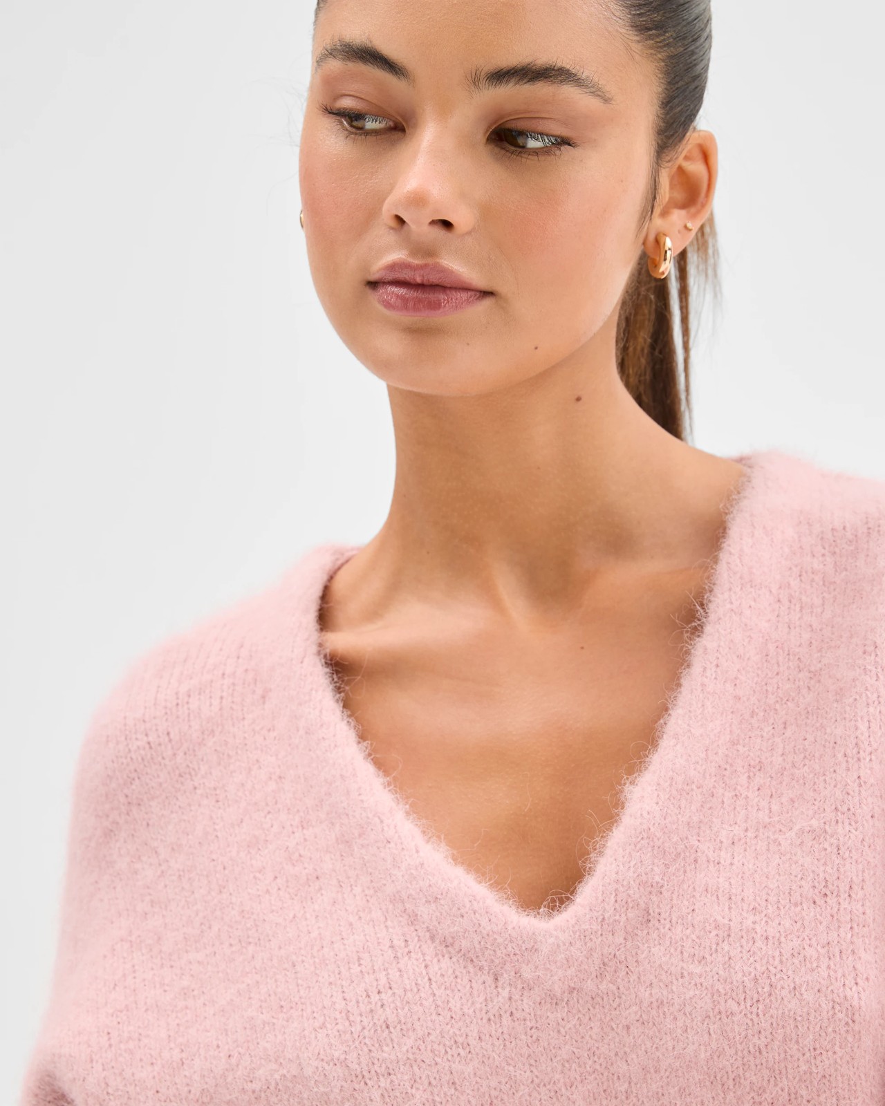 Lily Loves V-Neck Fluffy Knit Jumper - Dahlia Pink 5 of 6