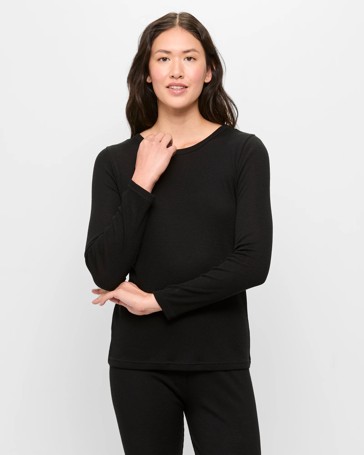 Merino Wool Rich Thermal Long Sleeve Crew Top