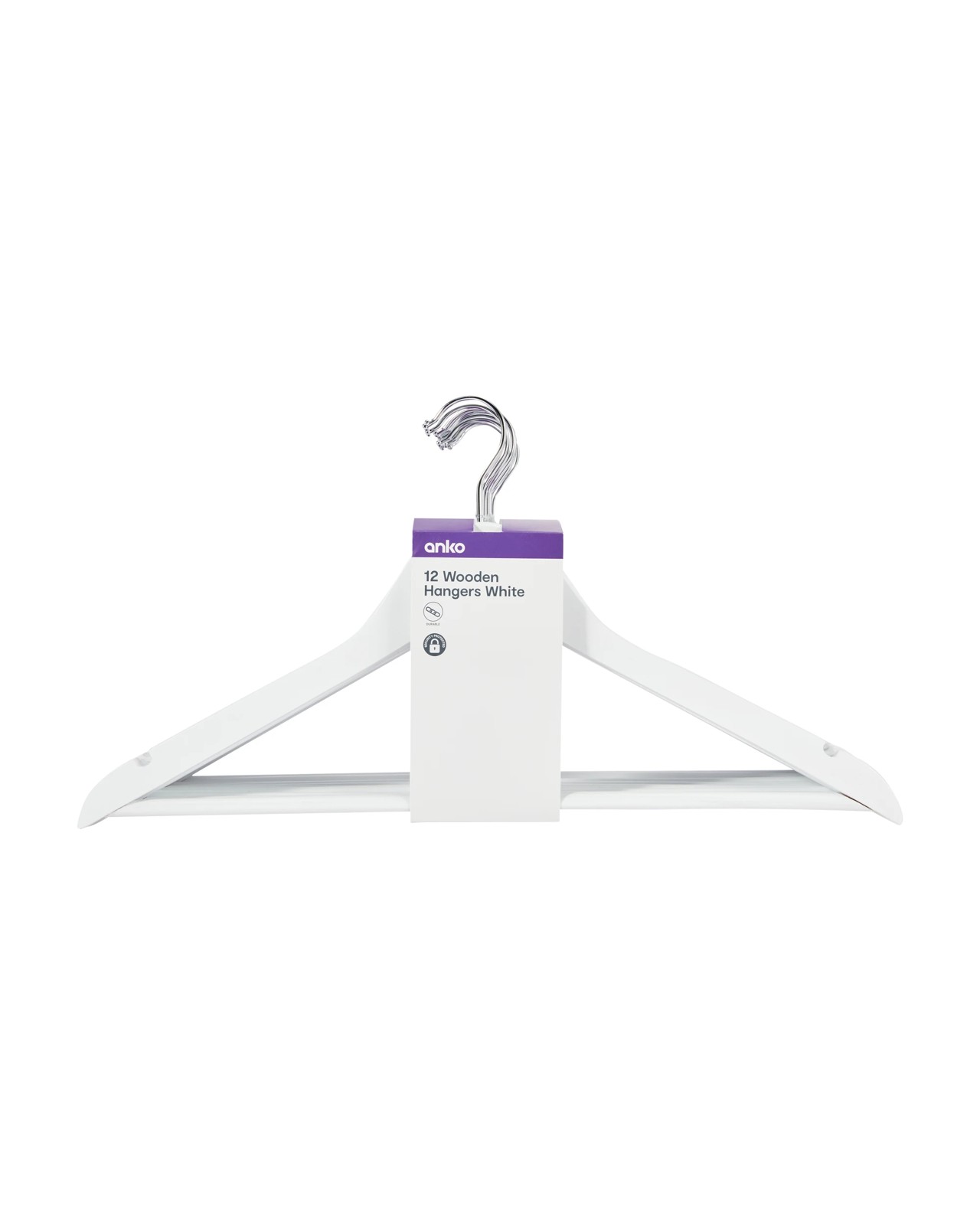 Anko 12 Pack Wooden Hanger - White 5 of 5