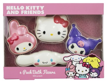 4 Pack Hello Kitty and Friends Bath Fizzers 100g