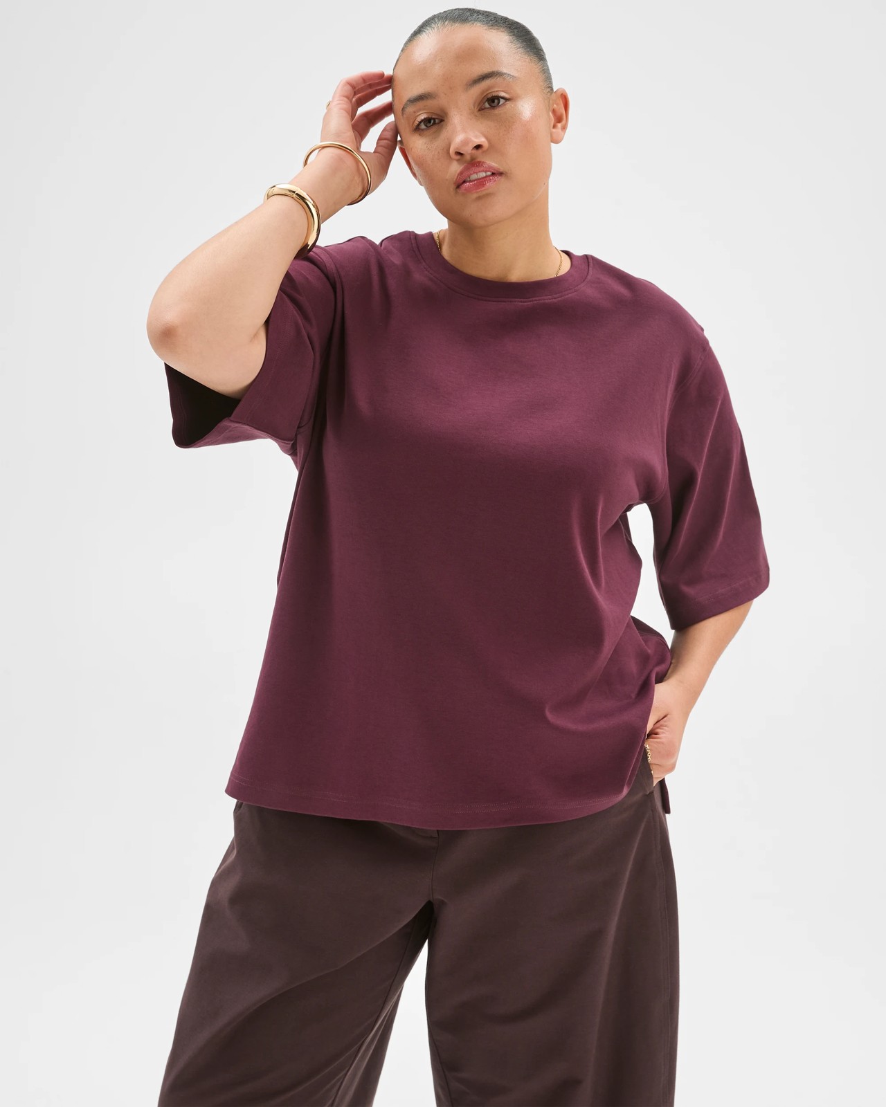Plus Size Australian Cotton Heavyweight Oversized Boxy T-Shirt 3 of 5