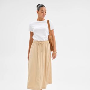 Plus Size Denim Pull On Midi Skirt thumbnail 2