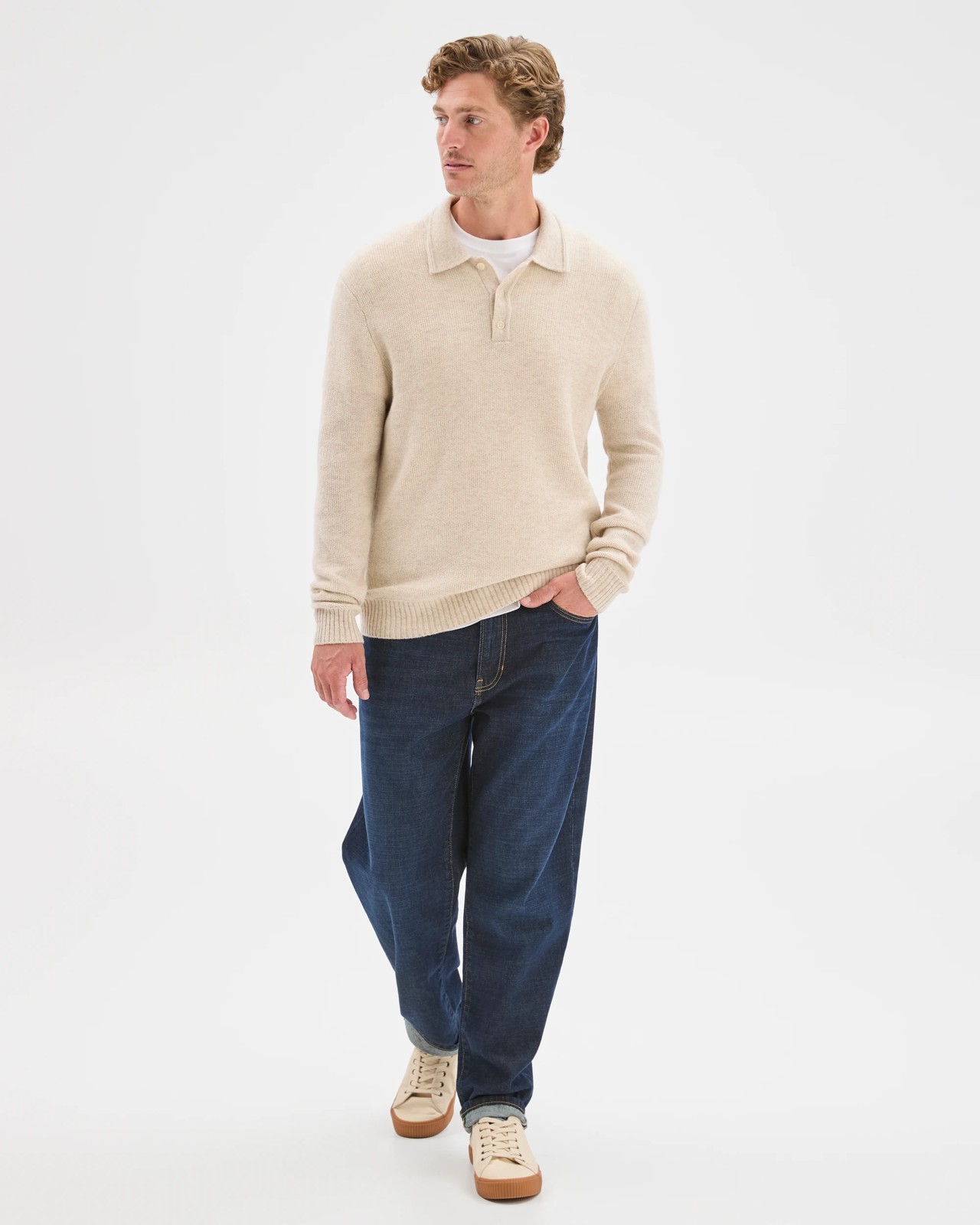 Lambswool Long Sleeve Knit Polo Top 2 of 5