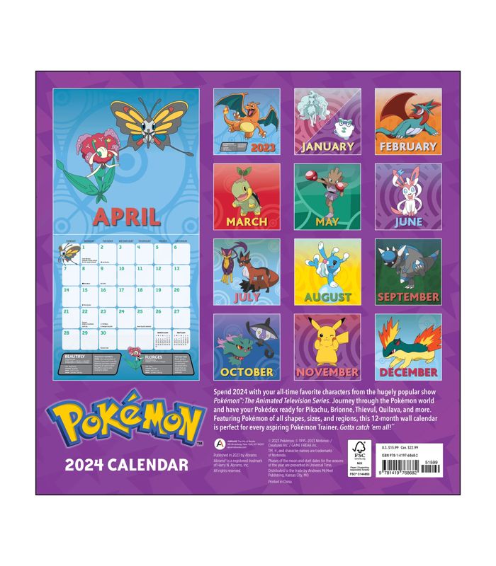 Pokemon 2024 Square Wall Calendar