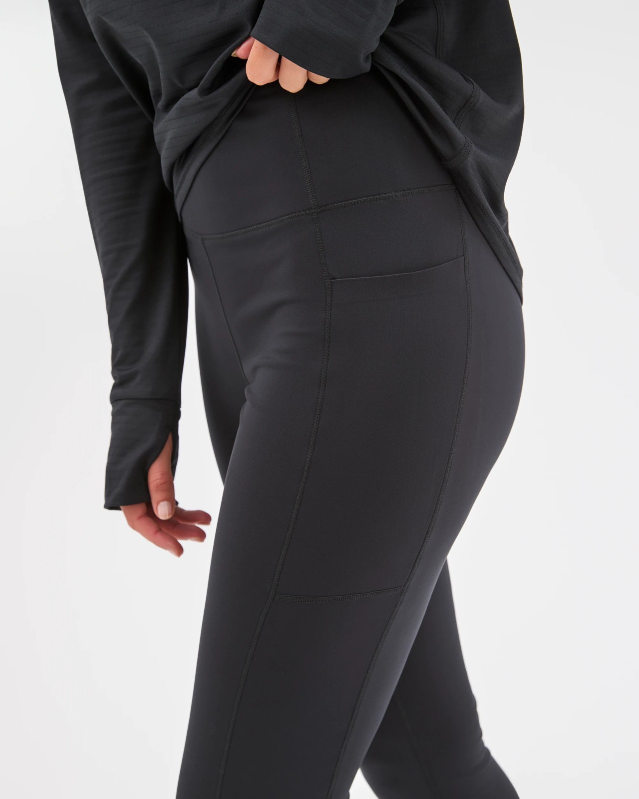Fleece Lined Full Length Tights - Black 3 of 5
