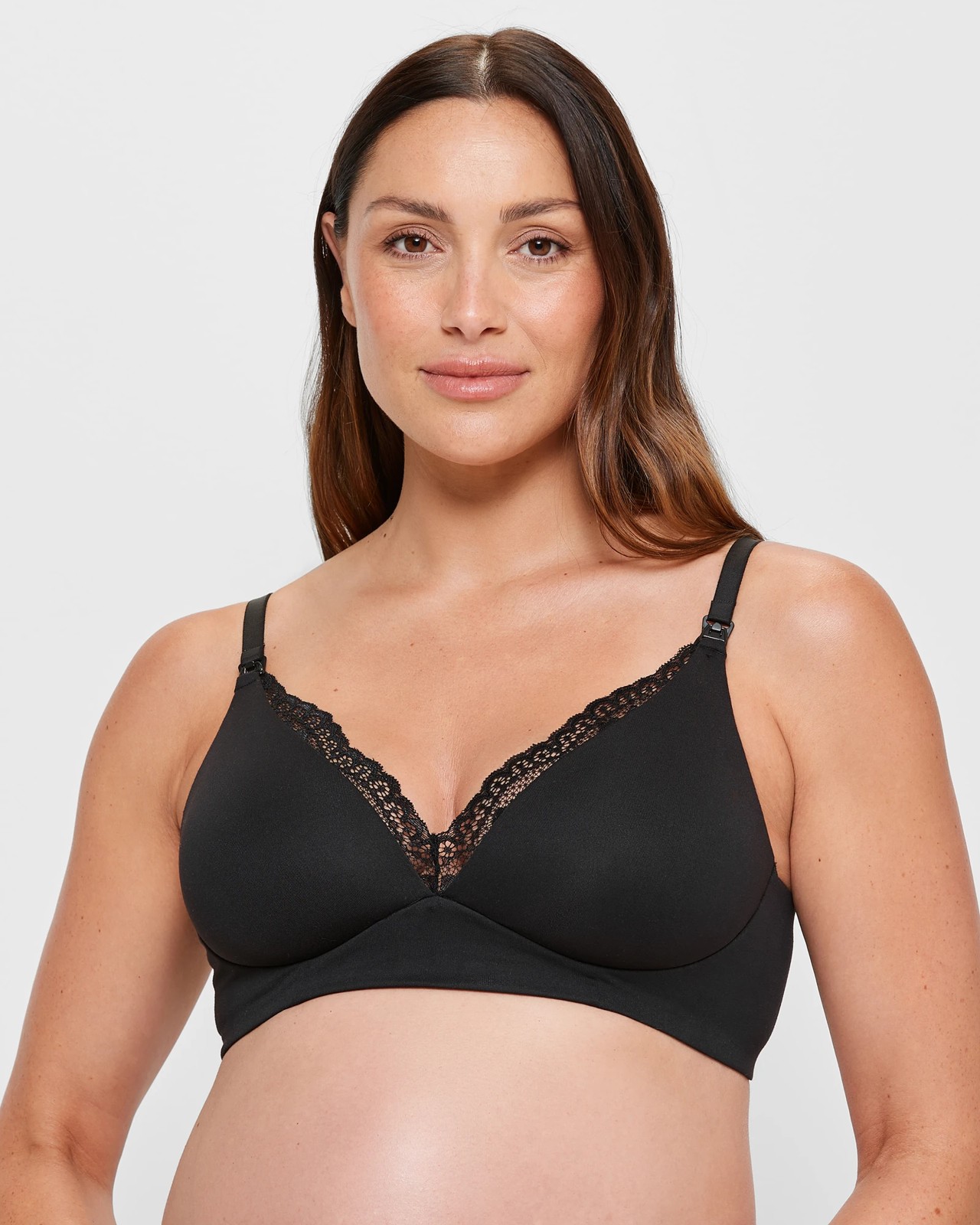 Maternity Lace Trim T-Shirt Bra - Black