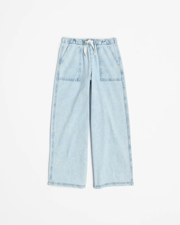 Wide Leg Pull On Denim Pants