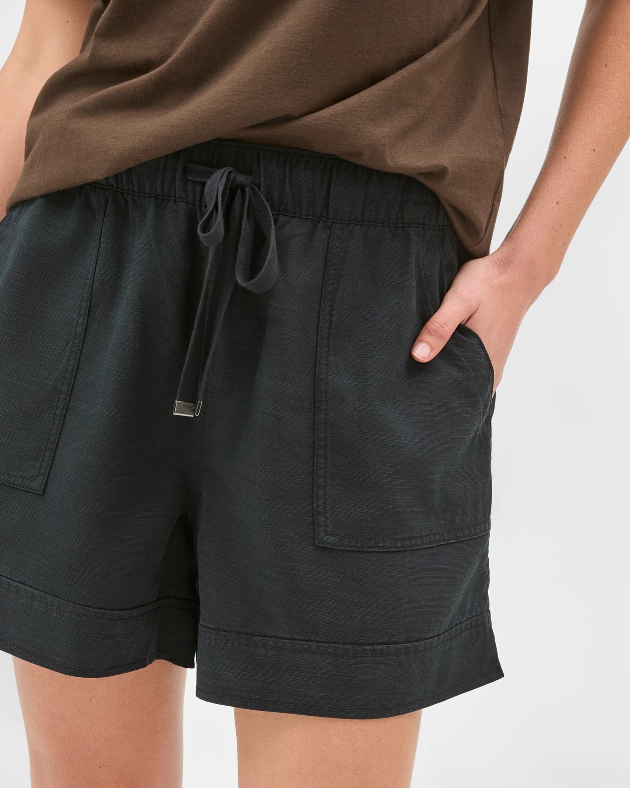 Slub Seam Detail Shorts - Black 5 of 6