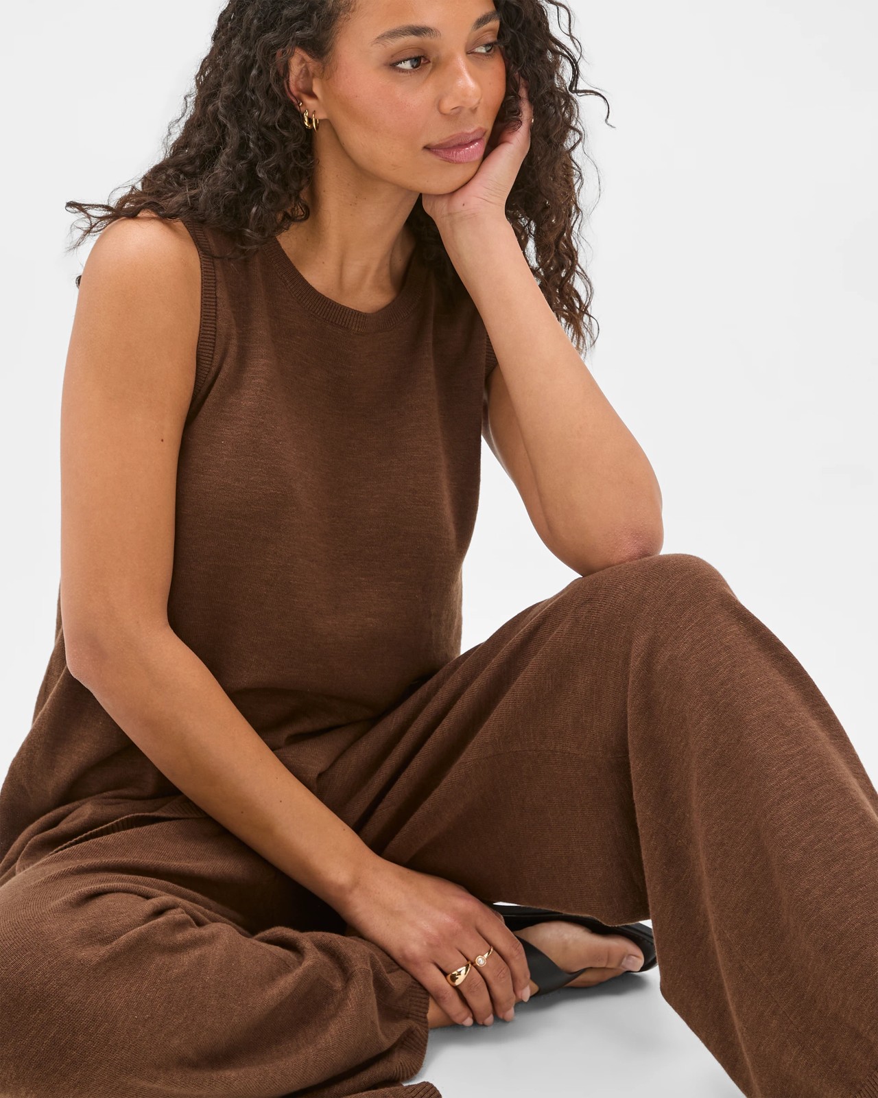 Australian Cotton Blend Wide Leg Knitted Pants 4 of 5