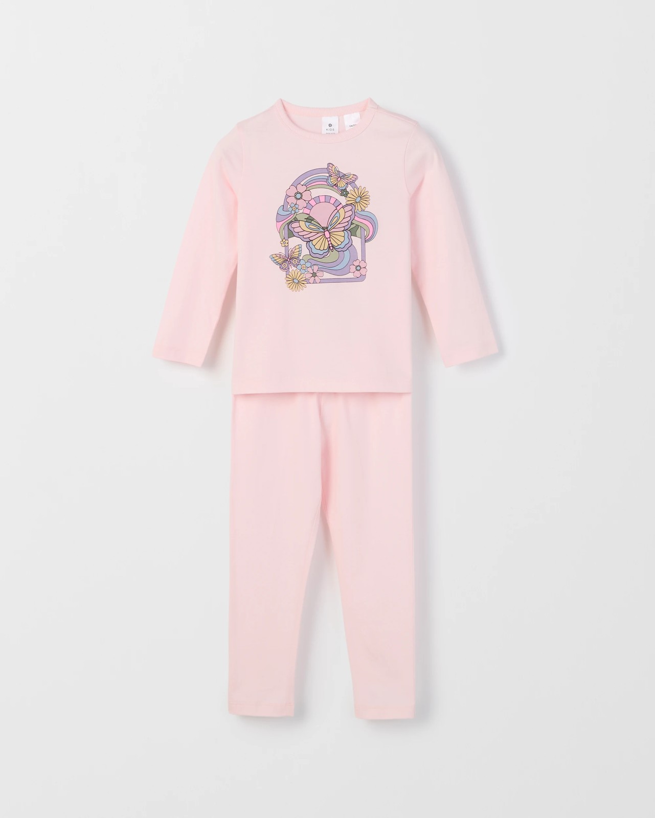 Australian Cotton Blend Younger Girls Knit Pyjama Set - Butterfly 4 of 5