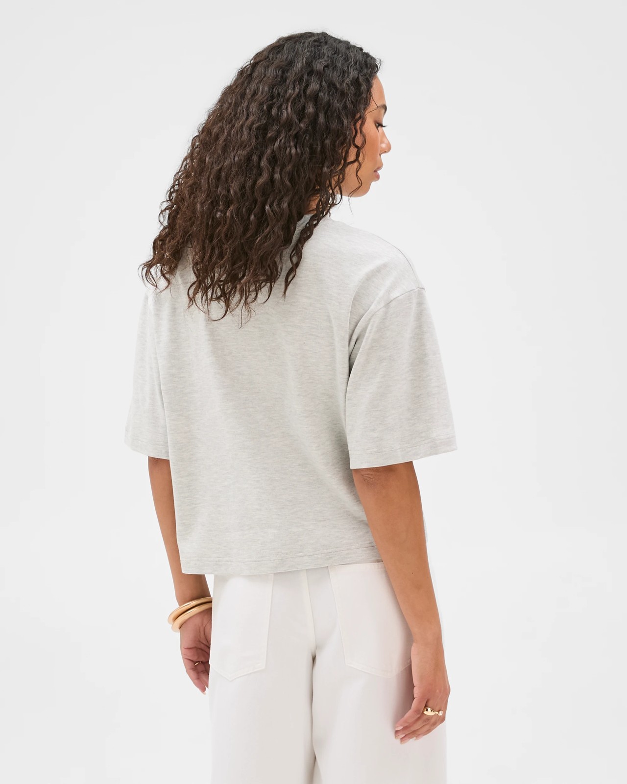 Australian Cotton Heavyweight V-Neck Boxy T-Shirt - Grey 6 of 6