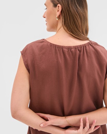 European Linen Short Sleeve Top