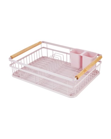 Anko Pink Wooden Handle Dish Rack