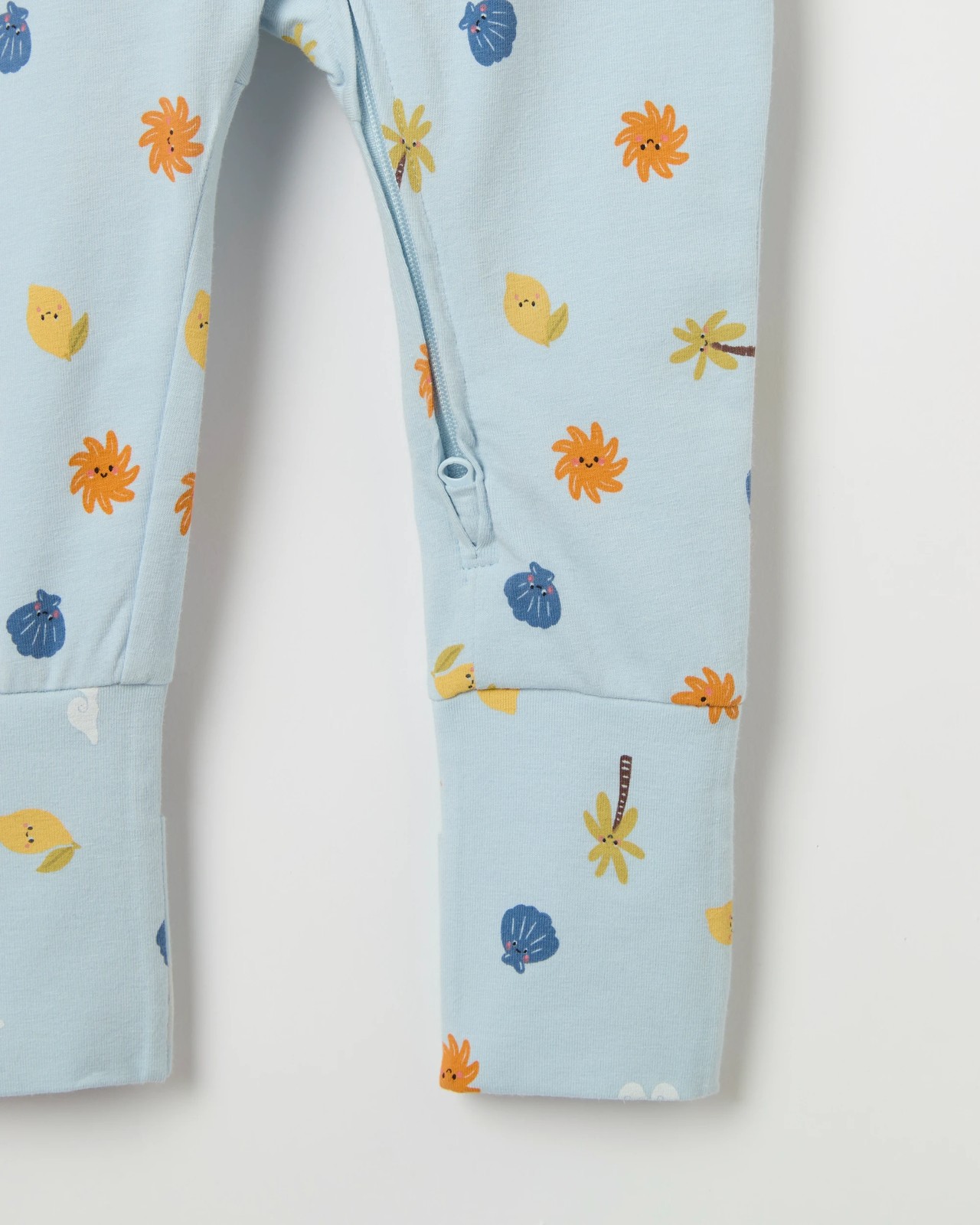 Baby Organic Cotton Zip Front Footless Coverall - Blue Sea Icon 6 of 6