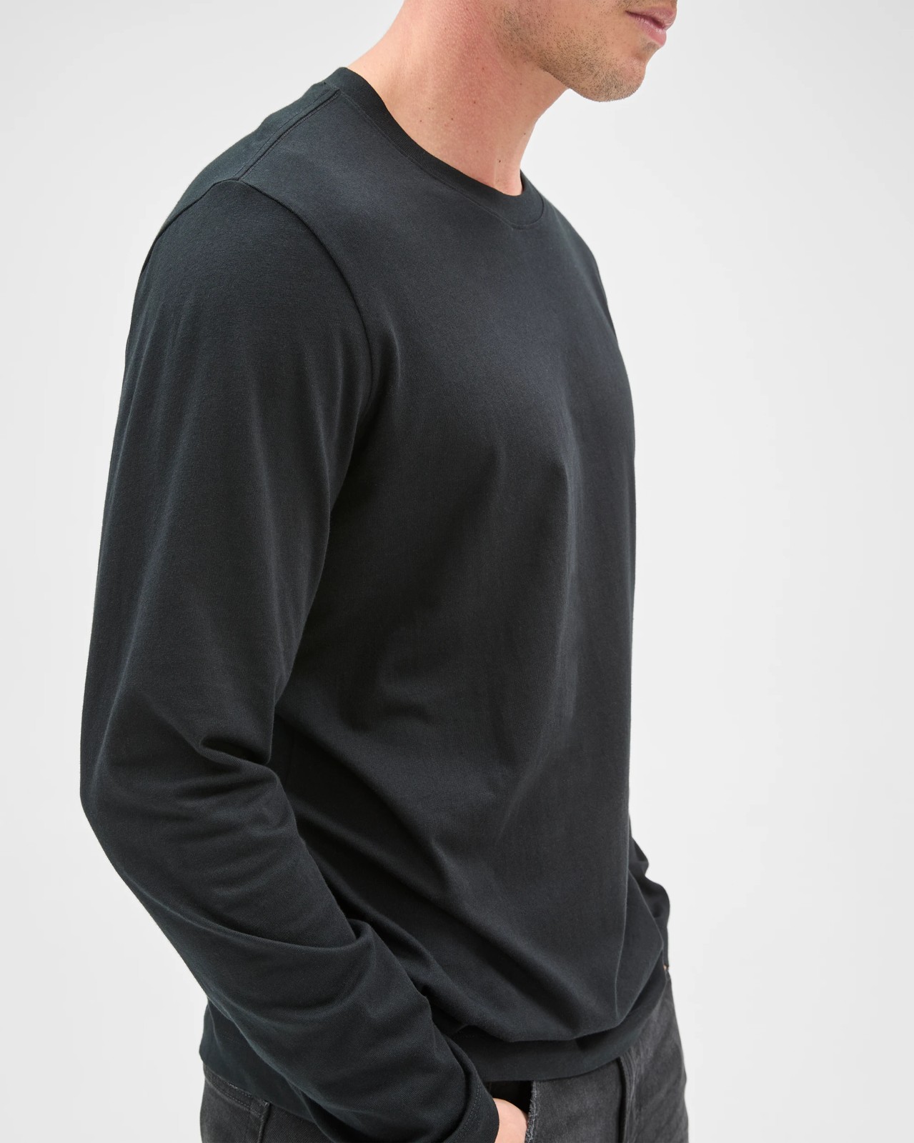Australian Cotton Long Sleeve T-Shirt - Black 4 of 5