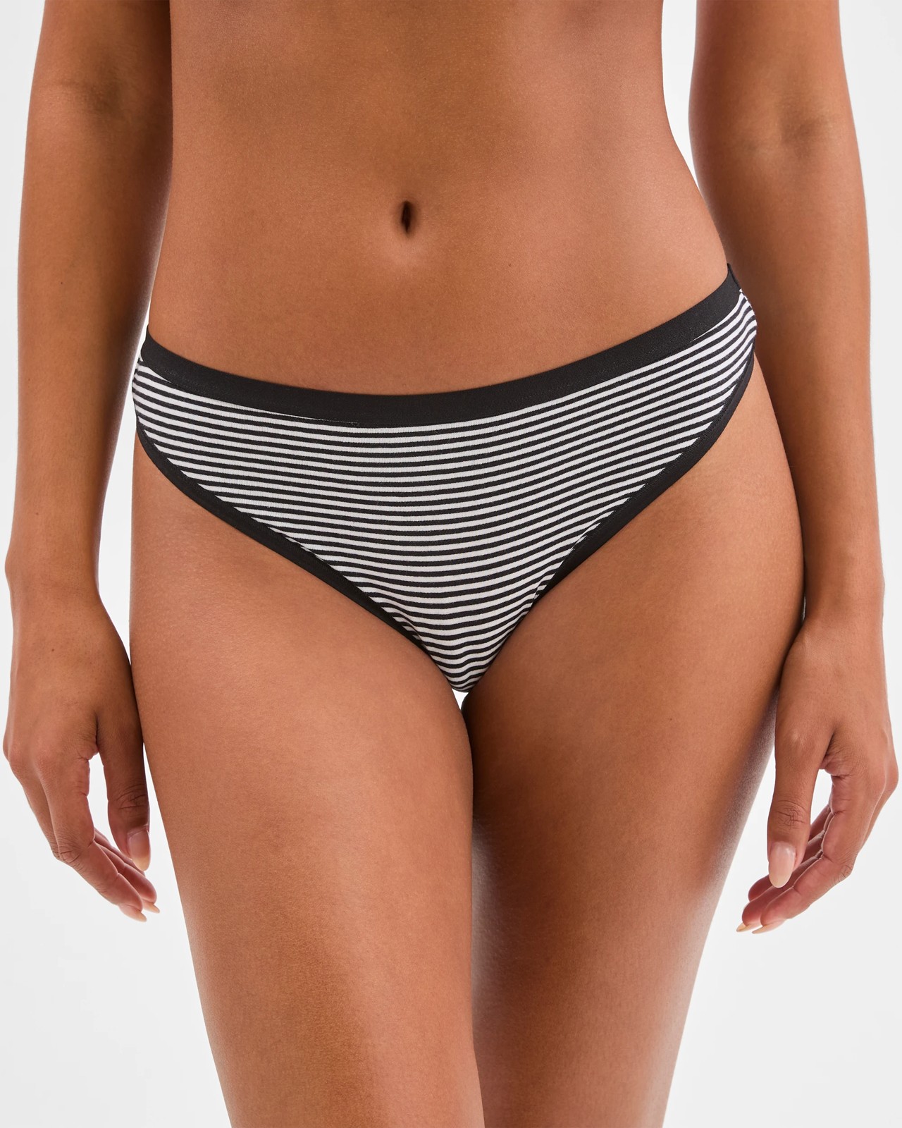Lily Loves Australian Cotton 3 Pack G-String Briefs - Black/Black Stripe/Shell 2 of 4