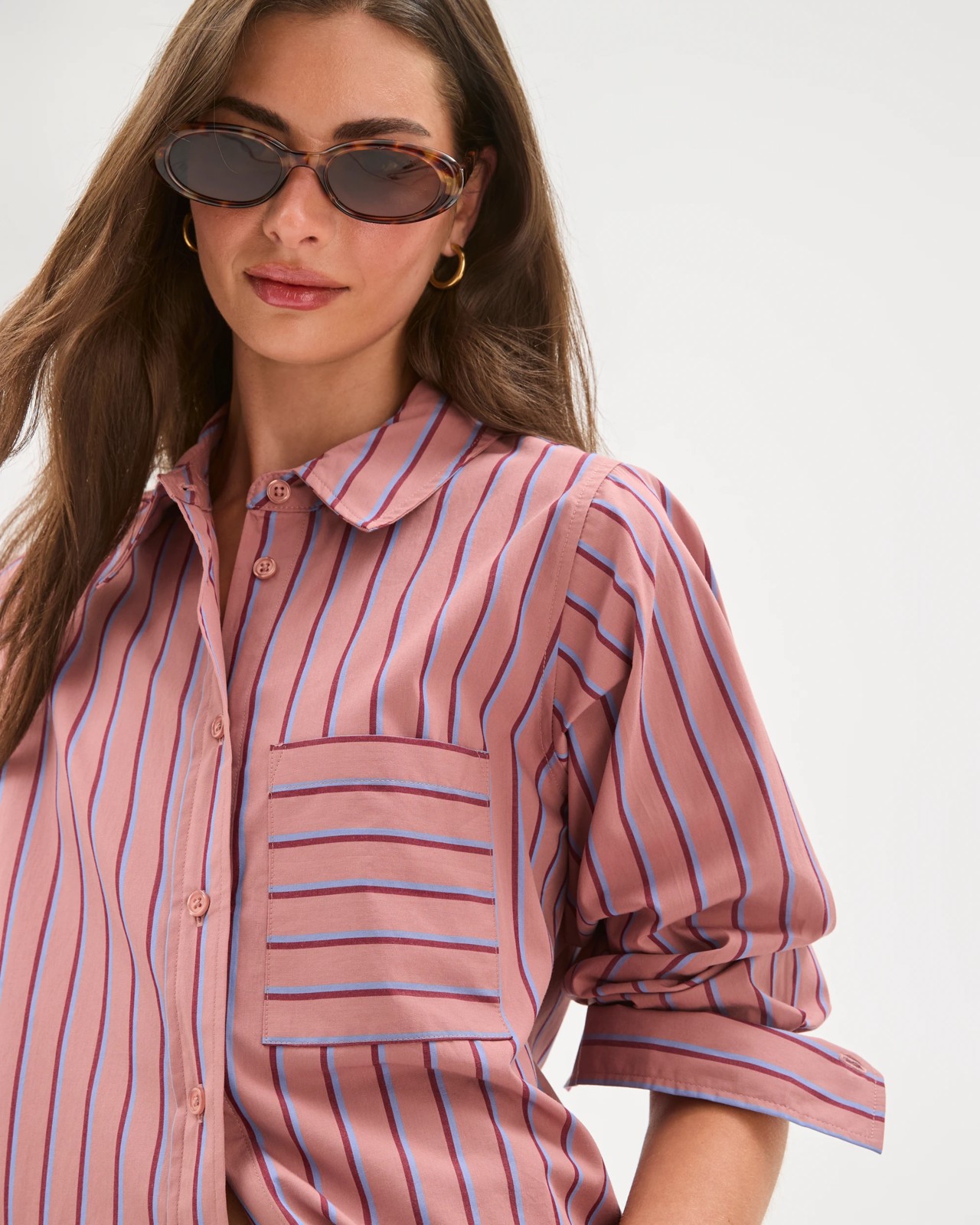 Petites Australian Cotton Spliced Stripe Shirt 6 of 6