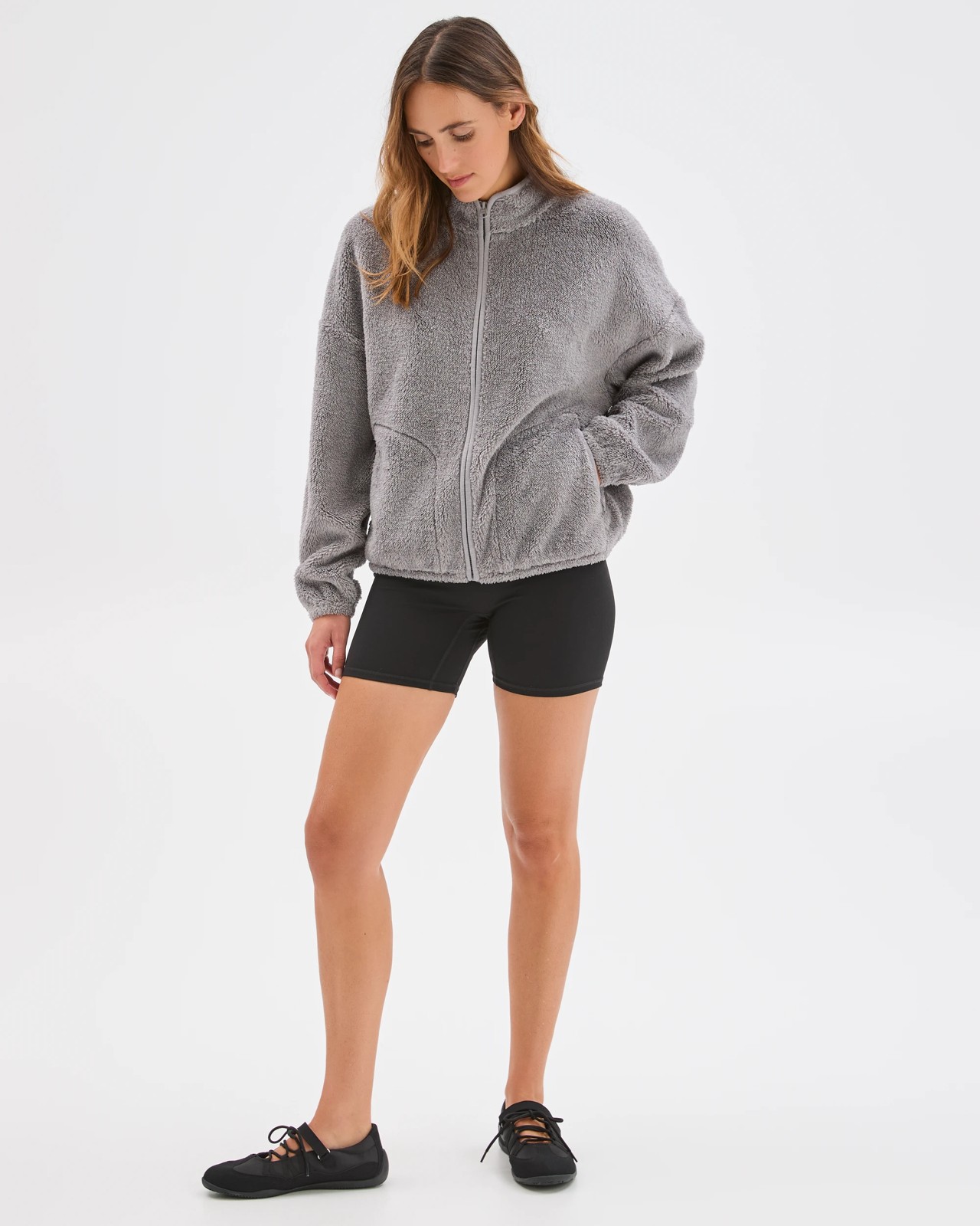 Active Sherpa Zip Through Jacket - Grey Marle 2 of 5