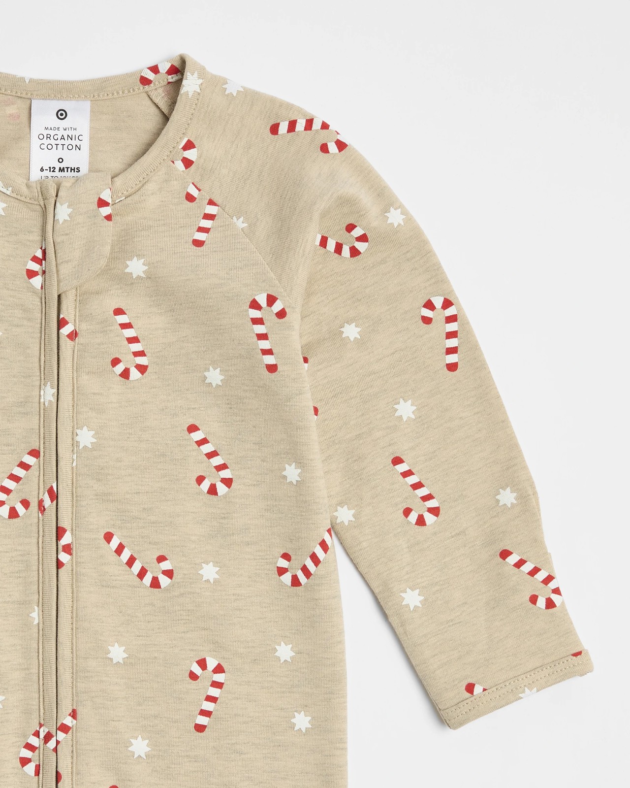 Baby Organic Cotton Christmas Coverall - Candy Cane 2 of 3