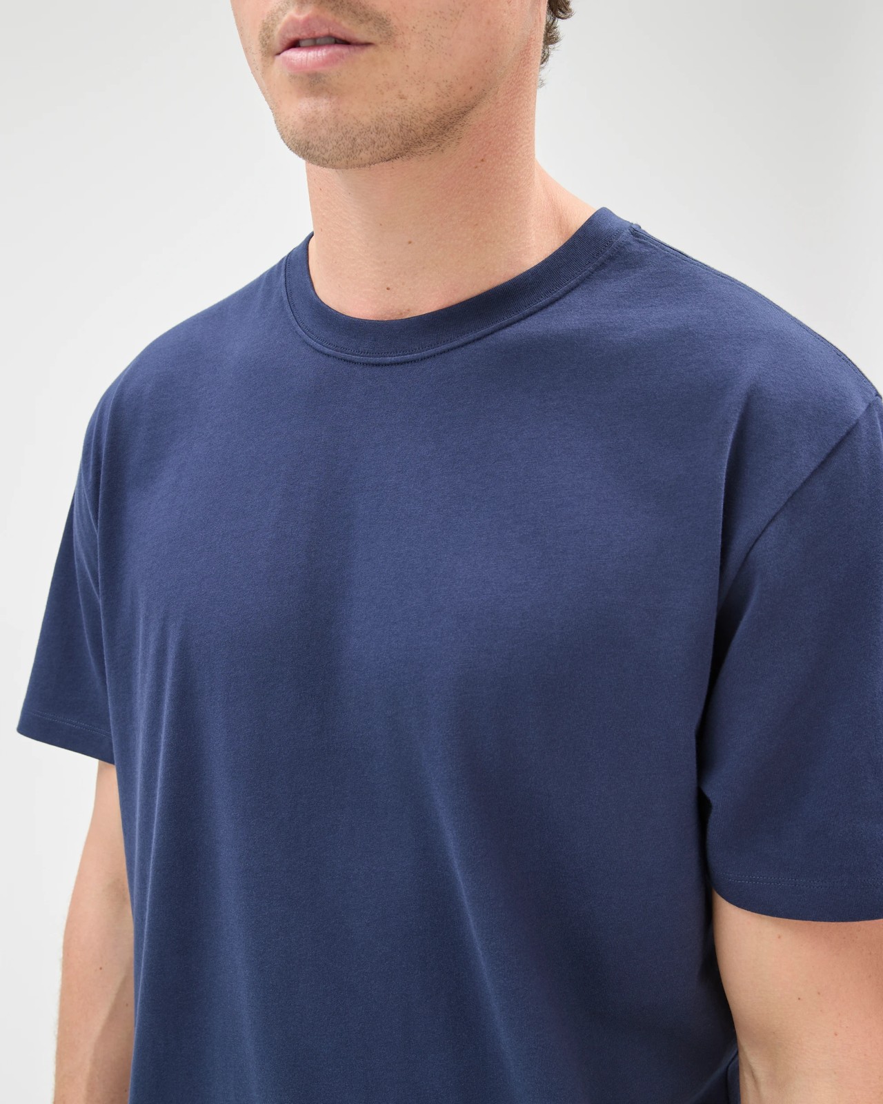 Australian Cotton Curved Hem T-Shirt - Navy 3 of 6