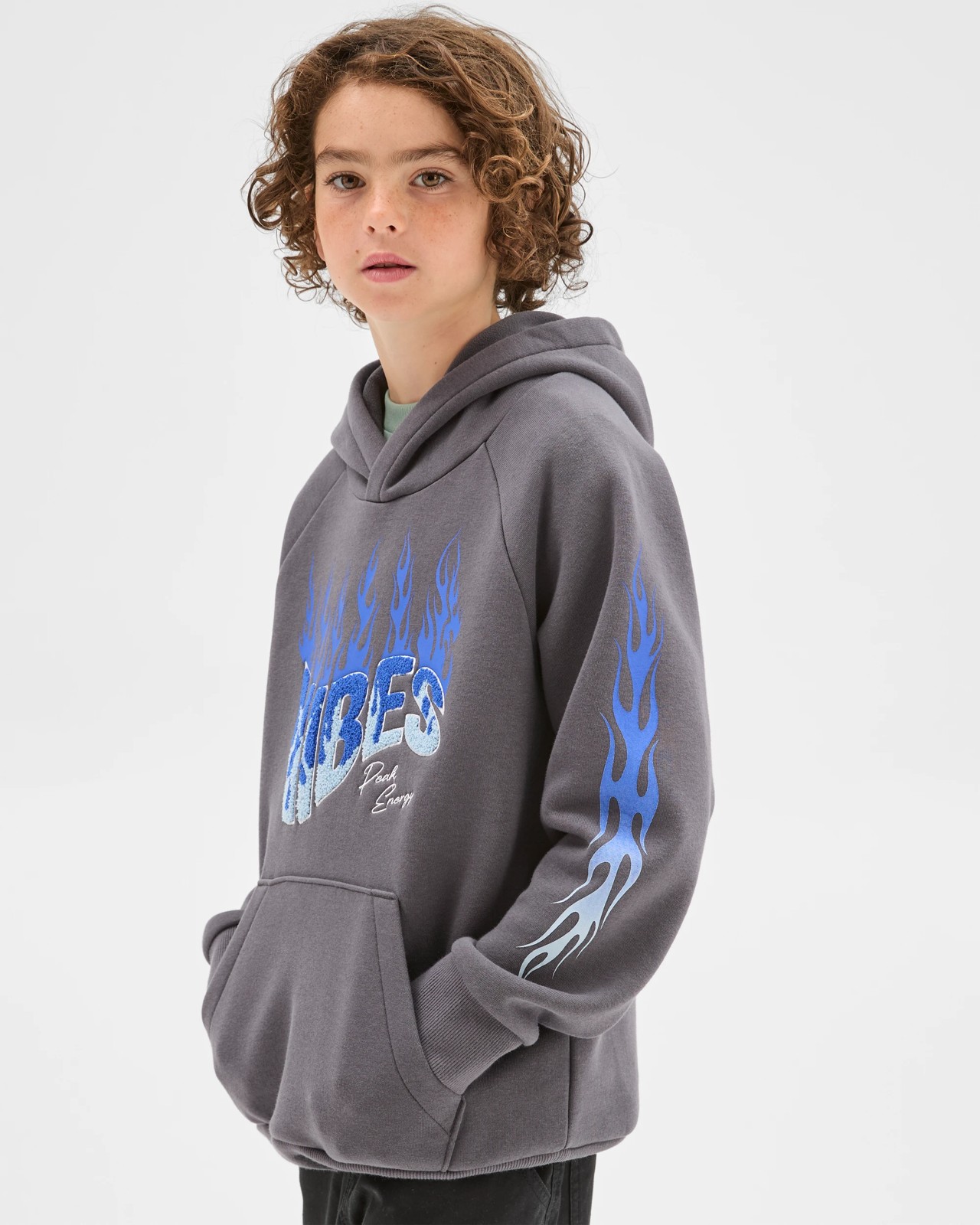 Long Raglan Sleeve Heavyweight Popover Hoodie - Black 4 of 5