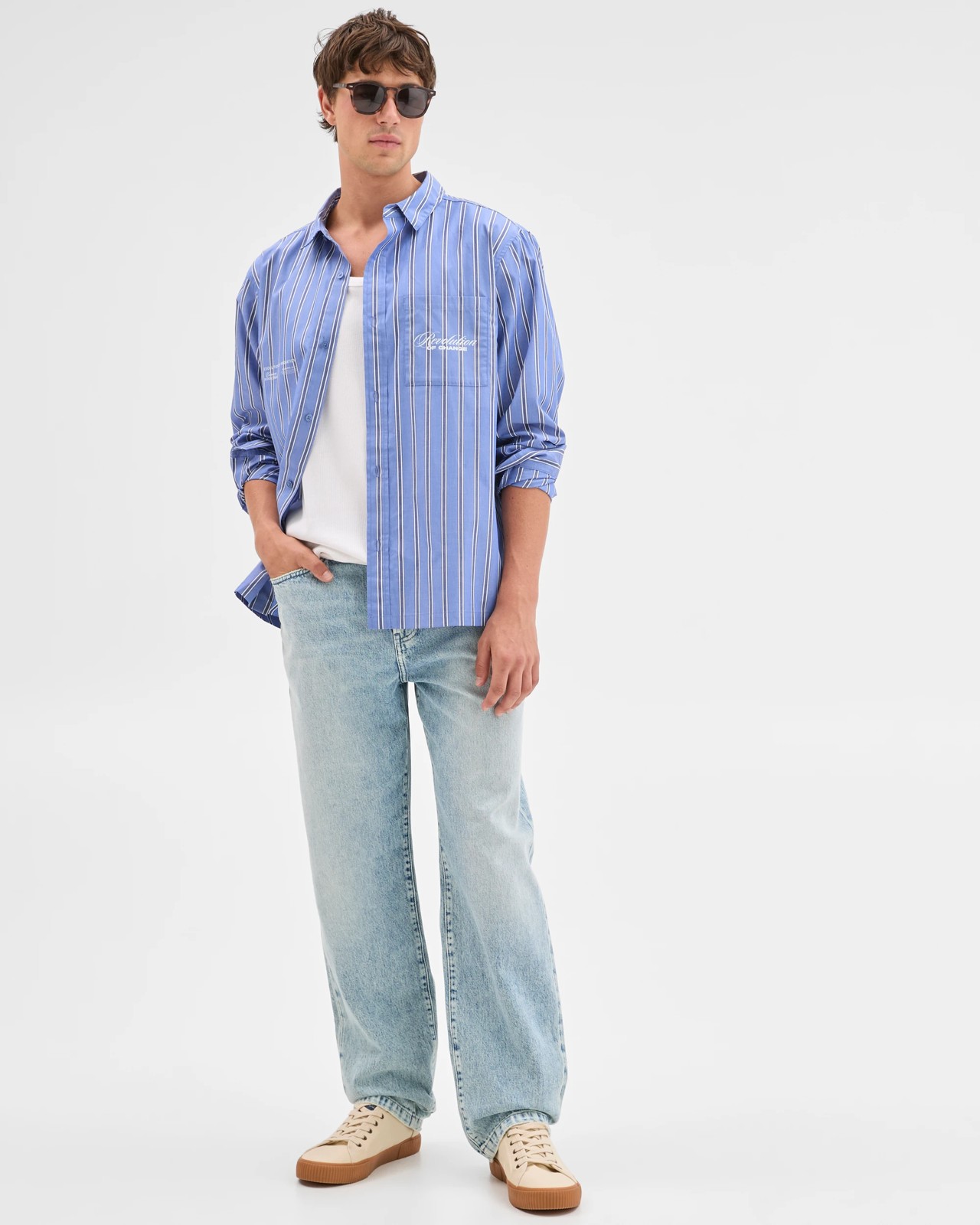 Commons Australian Cotton Business Shirt - Blue / Stripe 2 of 5