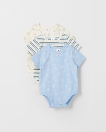 Baby Organic Cotton 3 Pack Ribbed Bodysuits