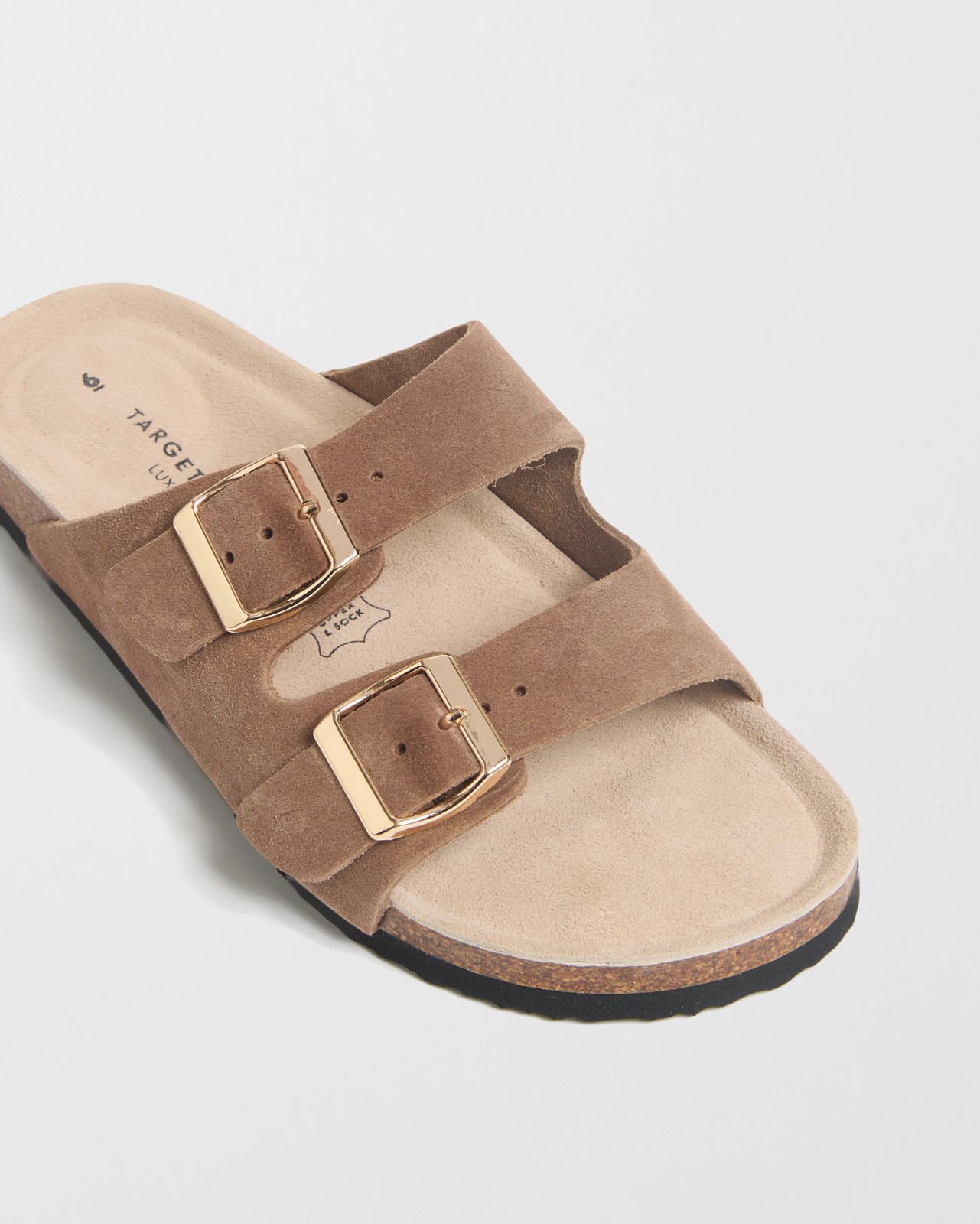Genuine Leather Moulded Cork Sandals - Mocha Suede 3 of 3