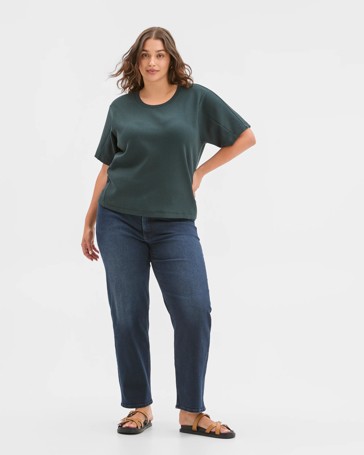 Plus Size Spliced Boxy Textured T-Shirt