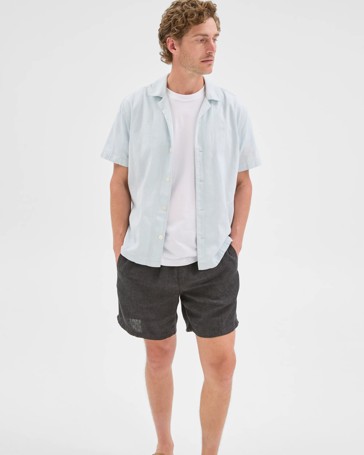 Short Sleeve Self Stripe Shirt