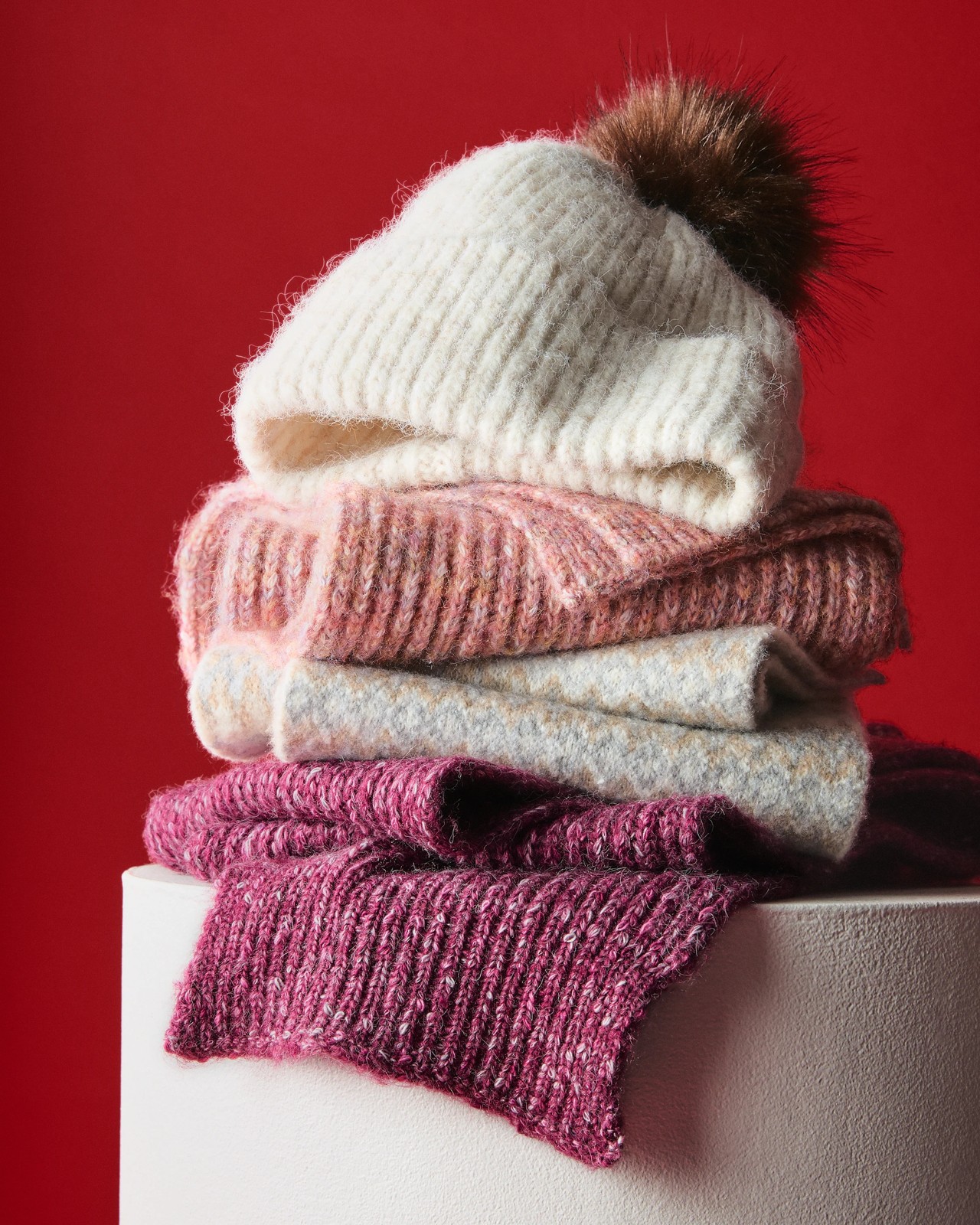 Chunky Rib Knit Pom Beanie 3 of 3