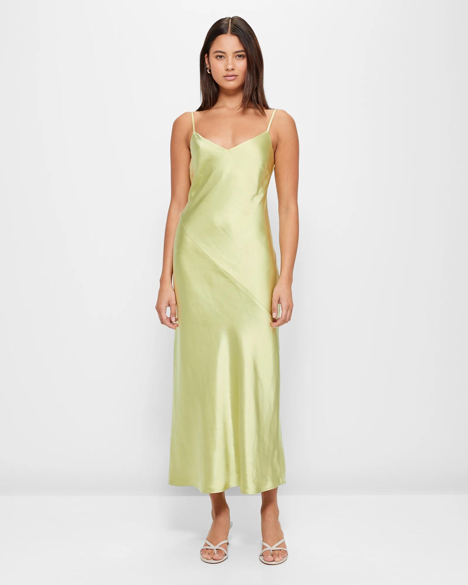 Bias Cut Satin Slip Midi Dress - Lily Loves