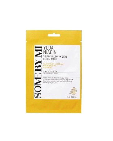 SOME BY MI Yuja Niacin 30 Days Blemish Care Serum Mask 25g - Yuja Extract, Niacinamide and Vitamins