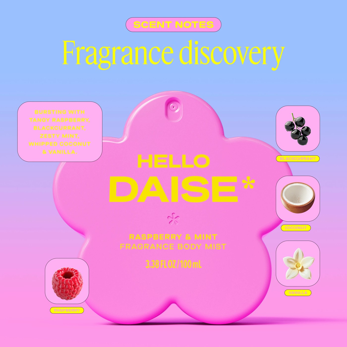 Daise Hello Fragrance Body Mist 100ml - Raspberry & Mint 5 of 6