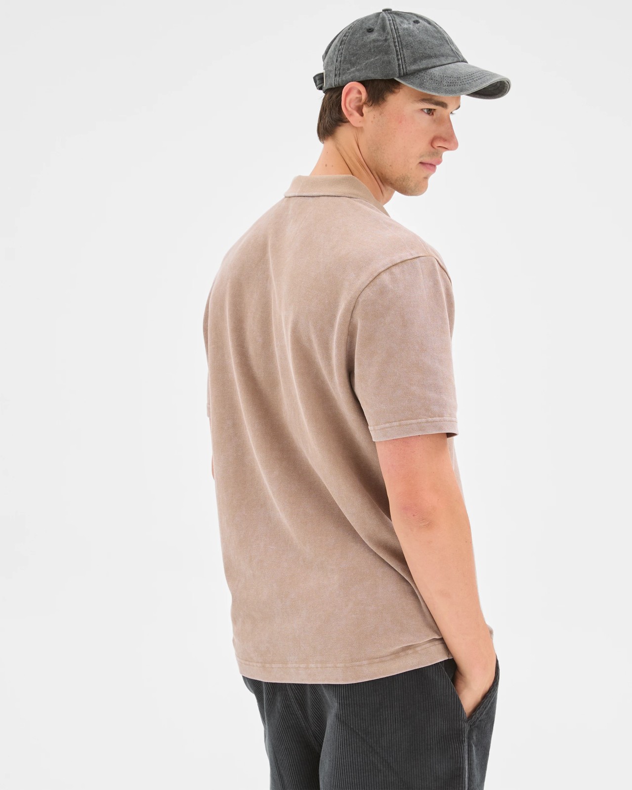 Commons Australian Cotton Overdyed Pique Polo Top - Timber 6 of 6