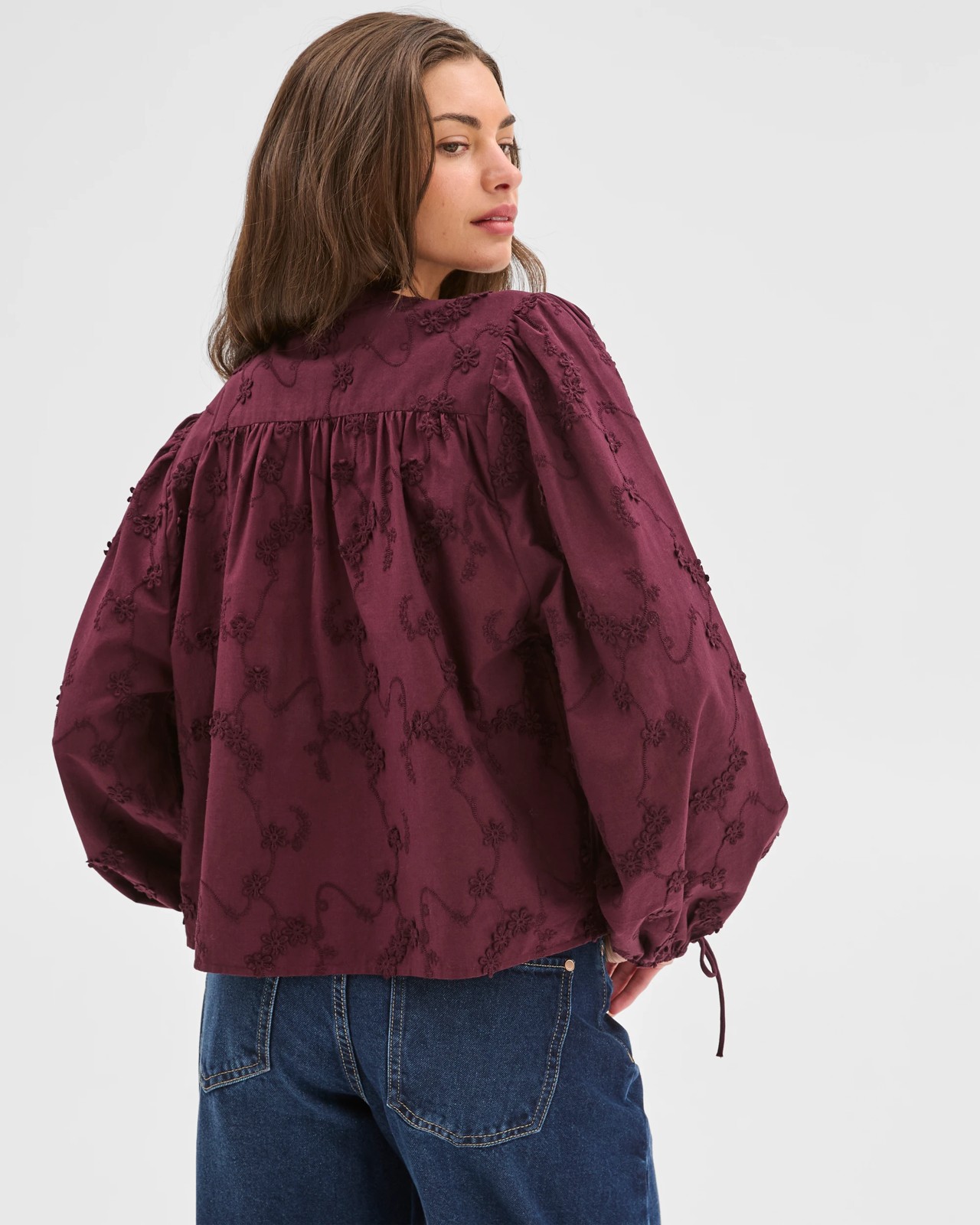 Petites Long Sleeve Embroidered Detail Blouse 3 of 4