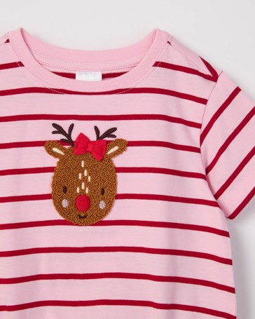 Baby Organic Cotton Short Sleeve Bubble Christmas Bodysuit